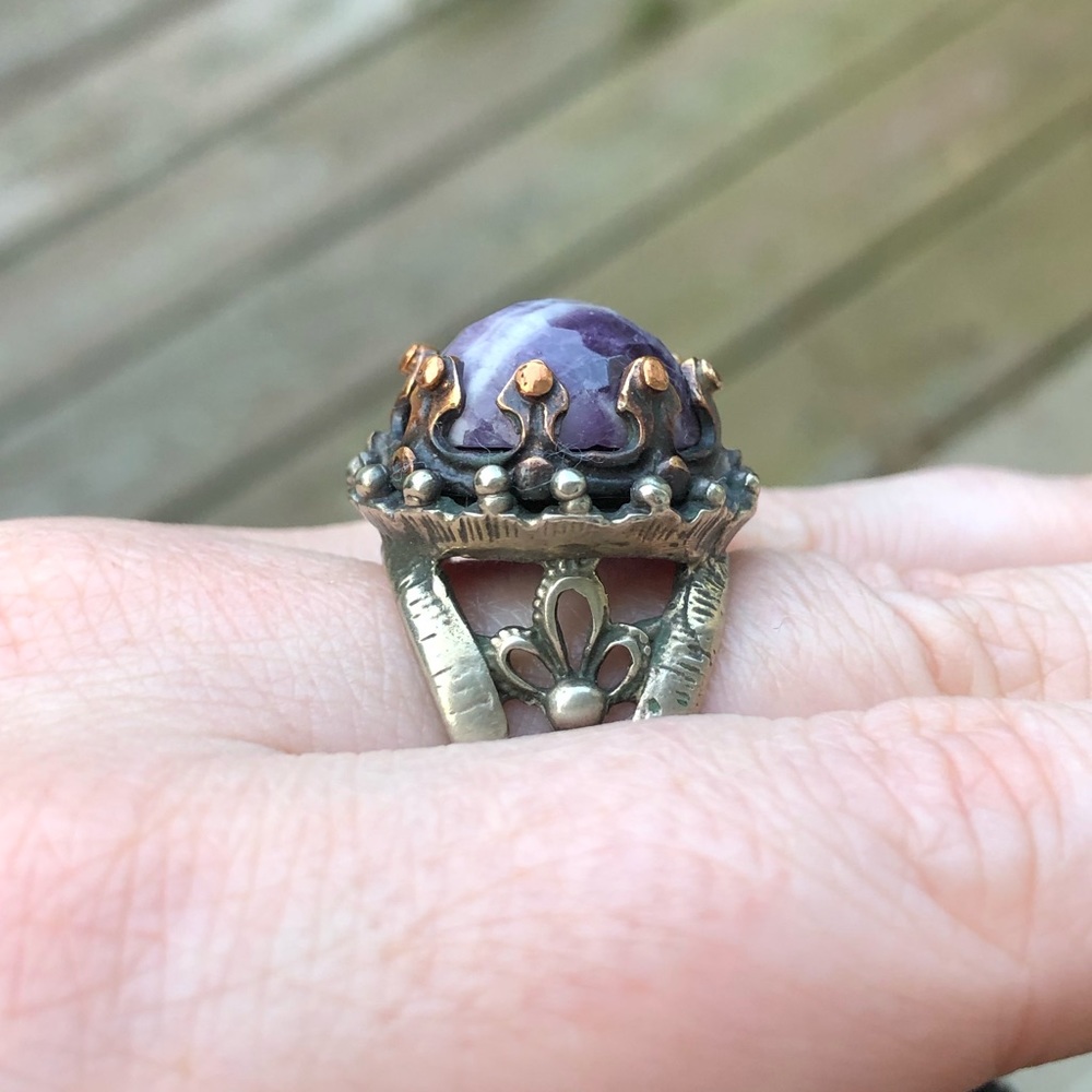 Amethyst Gothic Medieval Witchy Boho Mixed Metal … - image 3